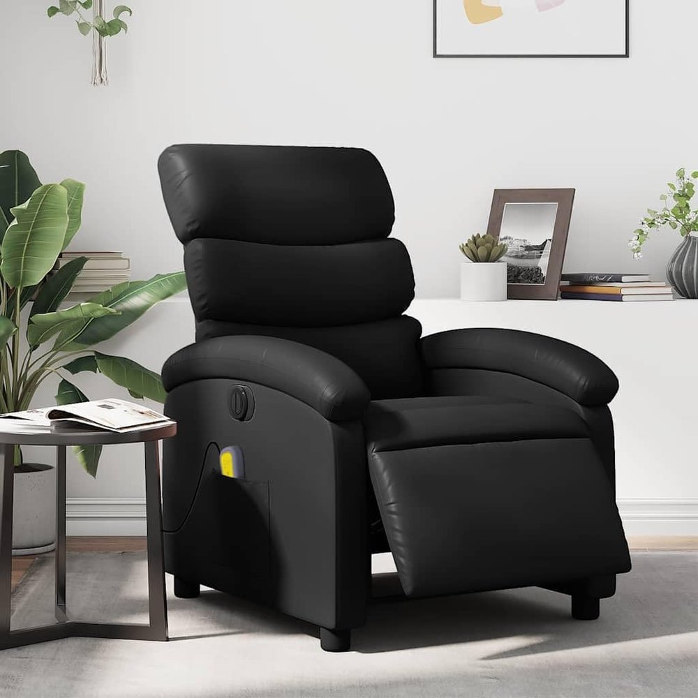 Electric Massage Recliner Chair Black Faux Leather 22,85KG