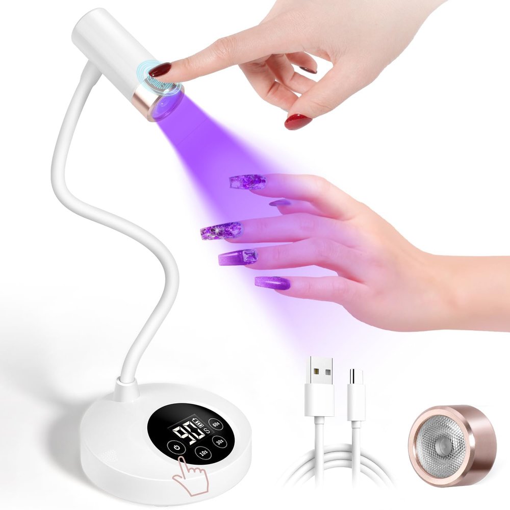 AORAEM UV LED Nail Lamp, Rechargeable Gooseneck Lamp for Gel Nails