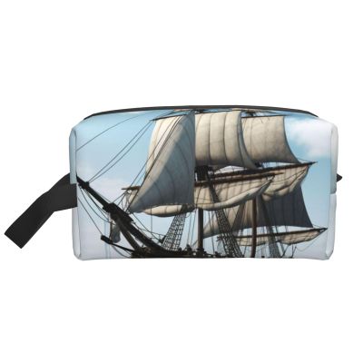LHBWCVN Travel Toiletry Bag for Women Men Leather Makeup Bag Large Portable Travel Organizer old sailing ship Cosmetic Bag with Hanging Hook Travel Bathroom Bag Zipper Pouch Purse