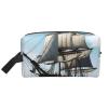 LHBWCVN Travel Toiletry Bag for Women Men Leather Makeup Bag Large Portable Travel Organizer old sailing ship Cosmetic Bag with Hanging Hook Travel Bathroom Bag Zipper Pouch Purse view 1