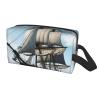 LHBWCVN Travel Toiletry Bag for Women Men Leather Makeup Bag Large Portable Travel Organizer old sailing ship Cosmetic Bag with Hanging Hook Travel Bathroom Bag Zipper Pouch Purse view 2
