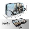 LHBWCVN Travel Toiletry Bag for Women Men Leather Makeup Bag Large Portable Travel Organizer old sailing ship Cosmetic Bag with Hanging Hook Travel Bathroom Bag Zipper Pouch Purse view 4