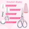 2 Pcs Eyebrow Trimmer for Women, 3.6 Inch Pink Brow Scissors Stainless Steel Small Scissors Beauty Straight Tip Facial Hair Scissor for Nose Hair, Beard, Eyebrows, Moustache, Eyelashes, Cuticle view 2