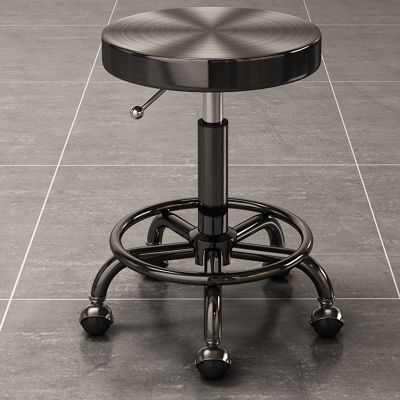 Adjustable Swivel Barstool on Wheels - Stylish Faux Dressing Stool for Kitchen, Bar, Office - Rolling Low Swivel Stool Ideal for Salon and Spa - Table Desk Dining Chair by Stools