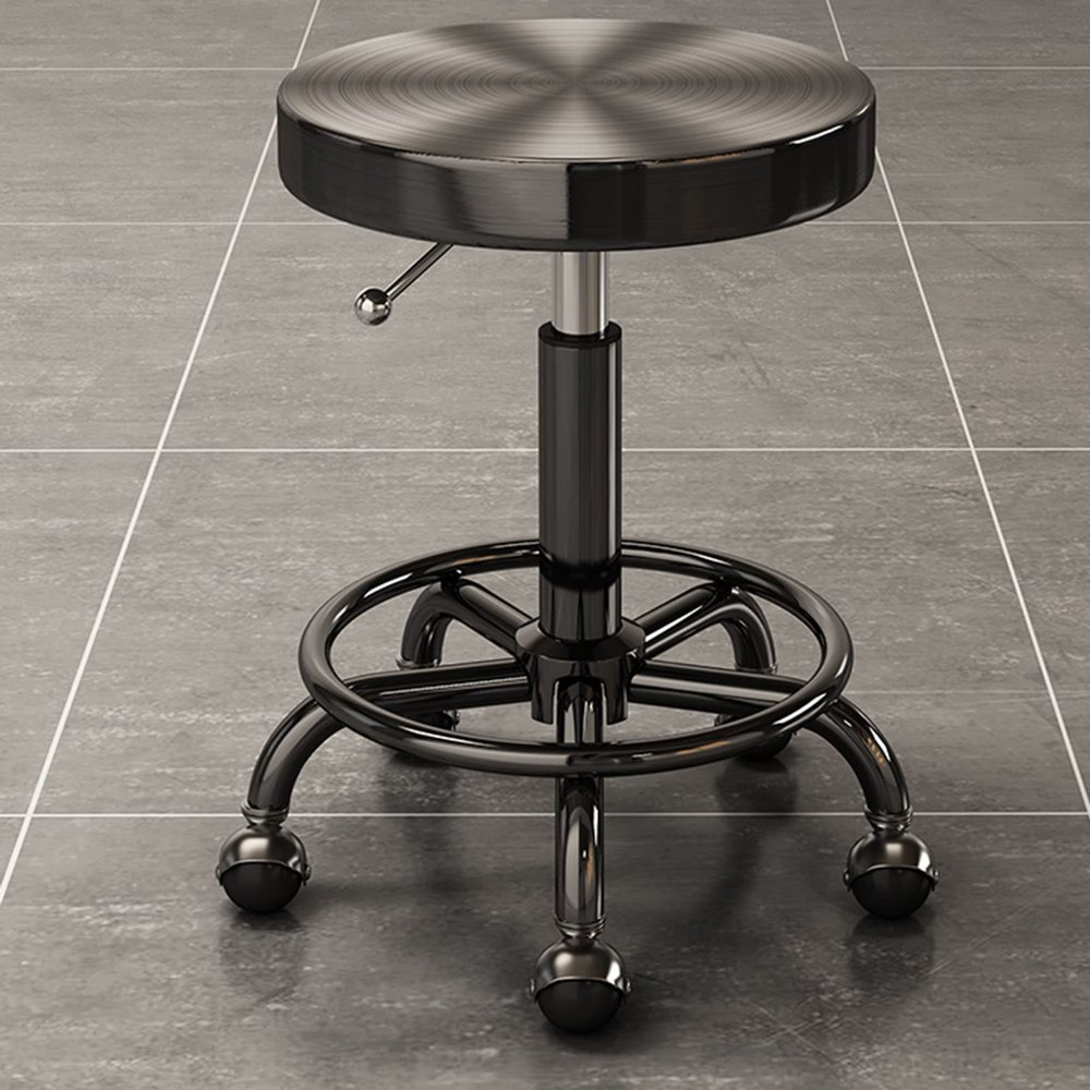 Adjustable Swivel Barstool on Wheels - Stylish Faux Dressing Stool for Kitchen, Bar, Office - Rolling Low Swivel Stool Ideal for Salon and Spa - Table Desk Dining Chair by Stools
