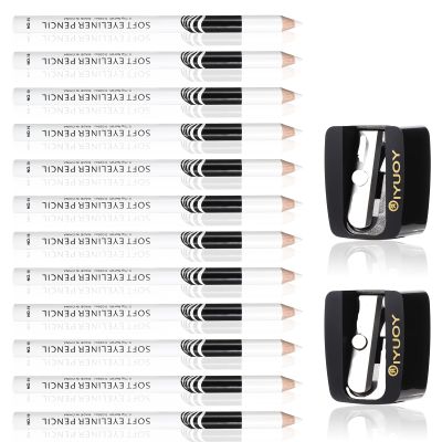 12PCS Barber Pencil for Lineup, Beard Pencil with 2 Built-in Sharpeners, Barber Enhancement Spray Hairline Pencils for Men Women(White)