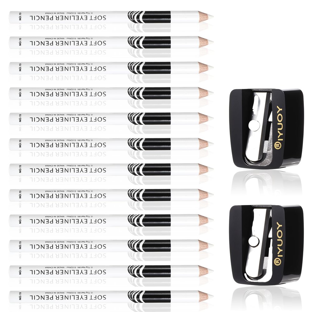 12PCS Barber Pencil for Lineup, Beard Pencil with 2 Built-in Sharpeners, Barber Enhancement Spray Hairline Pencils for Men Women(White)