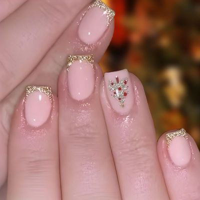24Pcs Square Fake Nails Press On Nails Artificial Nails False Nails Glues On Nails Christmas Designs French Nails Tips