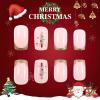 24Pcs Square Fake Nails Press On Nails Artificial Nails False Nails Glues On Nails Christmas Designs French Nails Tips view 4