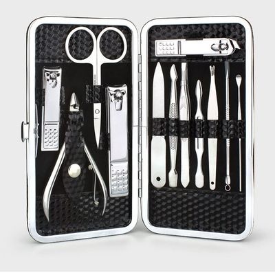 HIONJIN 12 pcs Manicure Set Portable Stainless Steel Nail Clipper Kit Finger Plier Pedicure Tweezers Nail