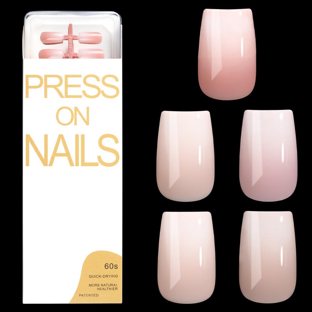 120Pcs Omber Glossy Press On Nails Coffin/Almond/Square Acrylic Fake Nails French Full Covers False Nails In 12 Sizes
