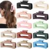 12 Pcs Neutral Square Hair Claw Clips  4.3" Matte Finish Rectangle Claws for Women Thick & Thin Hair, Everyday Bulk Hair Accessories Set view 1