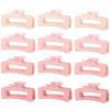 12 Pcs Pink Large Square Hair Claw Clips for Women, 4.3-Inch Matte Rectangle Claw, Strong Hold Non-slip Hair Clips for Thick & Thin Hair view 1
