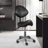 Saddle Stool Rolling Chair with Back Support Adjustable Height(19.7-24.8In) and Backrest Adjustable Angle(90-125) Hydraulic Lifting Ergonomic Saddle Stool Hold 400 Lbs for Hair,Massage,Salon Black view 2