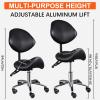 Saddle Stool Rolling Chair with Back Support Adjustable Height(19.7-24.8In) and Backrest Adjustable Angle(90-125) Hydraulic Lifting Ergonomic Saddle Stool Hold 400 Lbs for Hair,Massage,Salon Black view 3