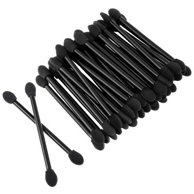 100 Pcs Eyeshadow Applicators, Disposable Dual Sides Eyeshadow Applicators Eye Sponge Applicators Professional Double Head Sponge Brushes for Women Makeup Black