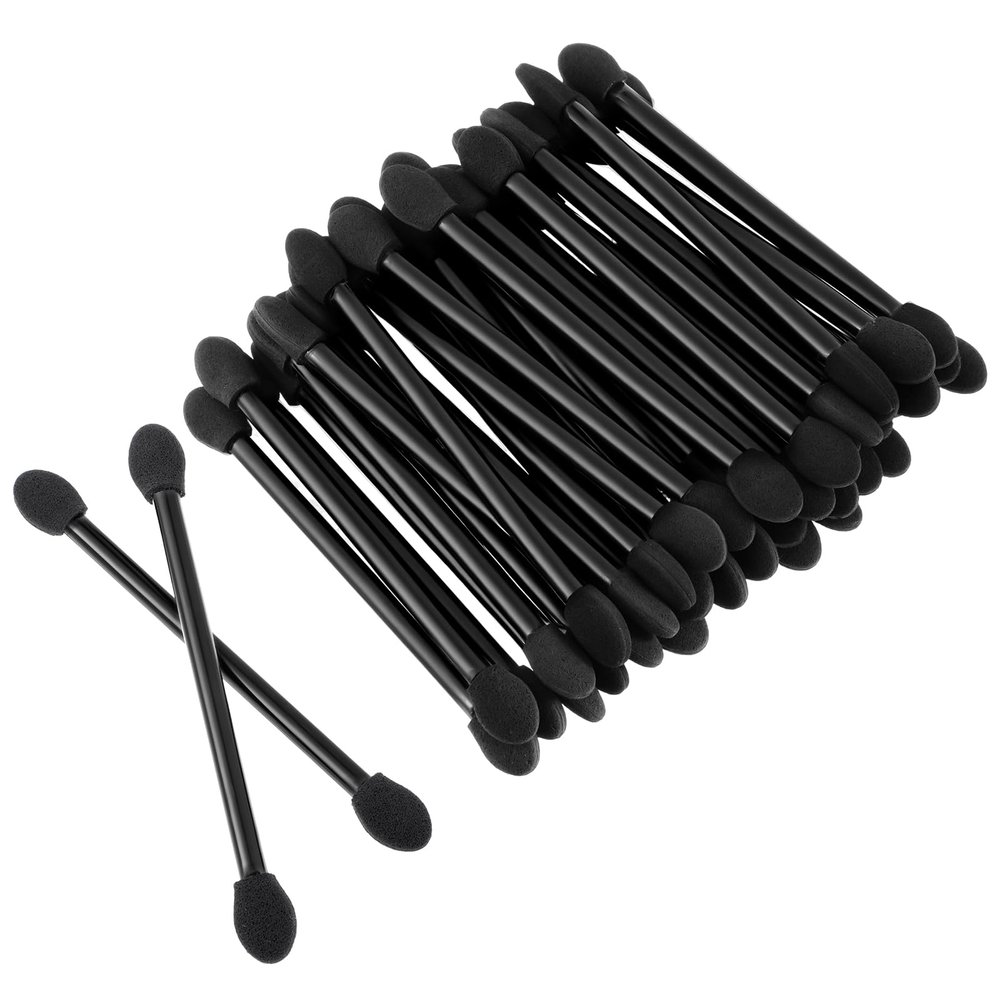 100 Pcs Eyeshadow Applicators, Disposable Dual Sides Eyeshadow Applicators Eye Sponge Applicators Professional Double Head Sponge Brushes for Women Makeup Black