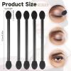100 Pcs Eyeshadow Applicators, Disposable Dual Sides Eyeshadow Applicators Eye Sponge Applicators Professional Double Head Sponge Brushes for Women Makeup Black view 2