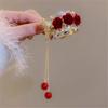 FMURY Red rose headdress high ponytail grab clip female fixed artifacts back of the fringe plate hair clip hair card view 2
