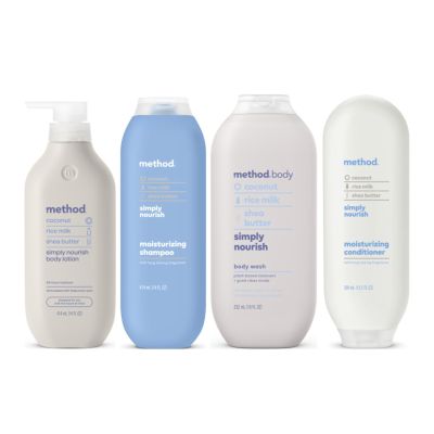 Method Simply Nourish, Body Lotion 14 Fl Oz, Body Wash 18 Fl Oz, Moisturizing Shampoo 14 Fl Oz, Moisturizing Conditioner 13.5 Fl Oz (Variety Pack)