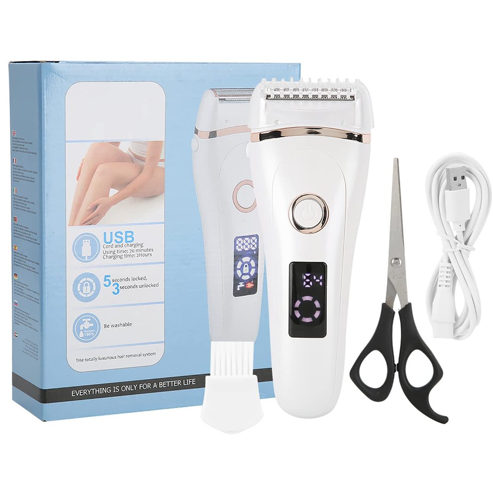 MUNEFE Women Electric Shaver, USB Rechargeable Women Electric Shaver, 3 in 1 Electric Shaver for Nose Face Body Leg Bikini Arm Hair