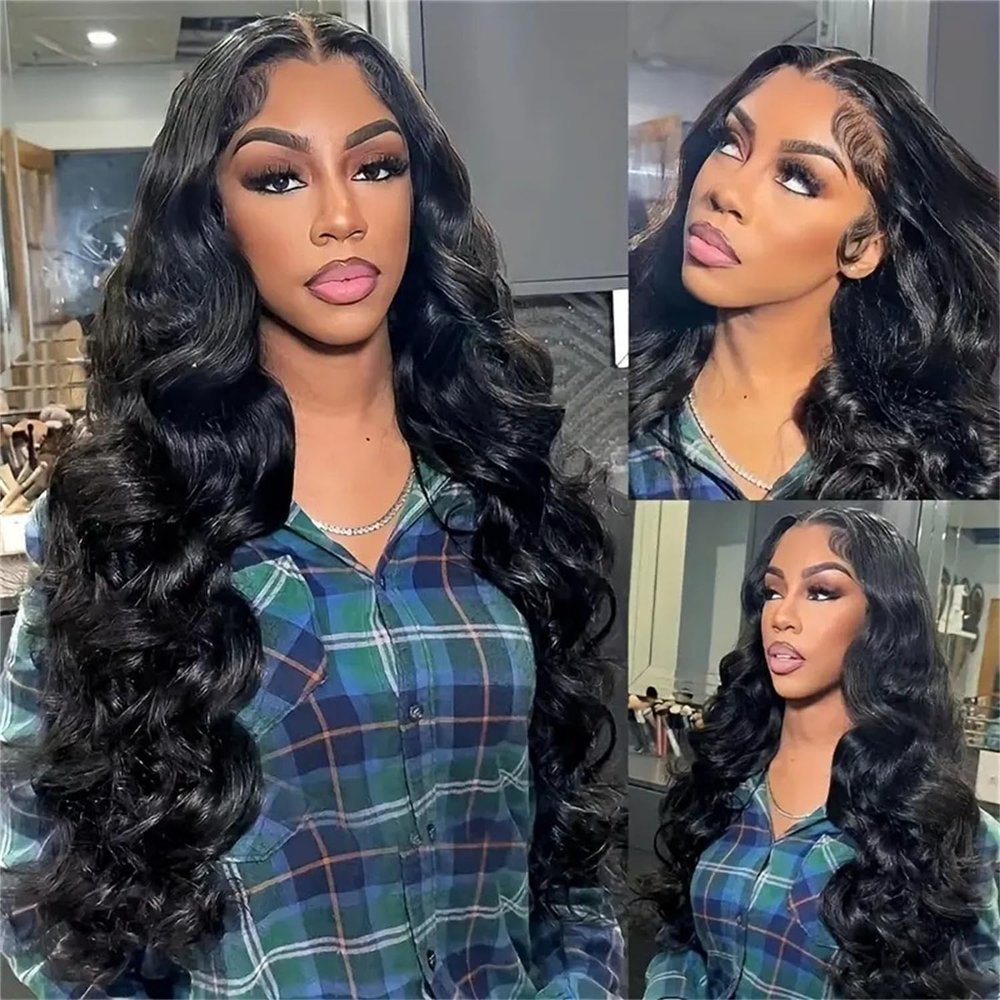 13x4 HD Glueless Wigs For Black Women, 180% Density Body Wave Lace Front Wigs Human Hair, Natural Hairline Curly Wigs For Black Women (20 Inch)