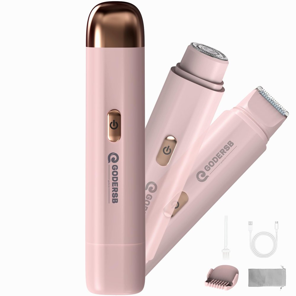 Bikini Trimmer for Women, Waterproof Electric Bikini Shaver Cordless Recharge Razors for Women for Leg Bikini Area Face Armpit & Body Trimming, Ideal Gifts for Ladies - Pink