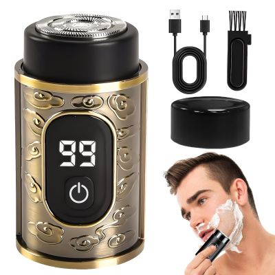 2025 New Mini Carry on Electric Shaver, Upgrade Rechargeable Waterproof Pocket Shaver, Mini Electric Razor for Women Men (Bronze)