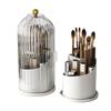 360 degree Rotating Makeup Organizer makeup brush holder waterproof and dustproof makeup brush storage box multifunctional storage hidden storage dressing table desktop storage (Transparent white) view 1