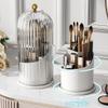 360 degree Rotating Makeup Organizer makeup brush holder waterproof and dustproof makeup brush storage box multifunctional storage hidden storage dressing table desktop storage (Transparent white) view 3