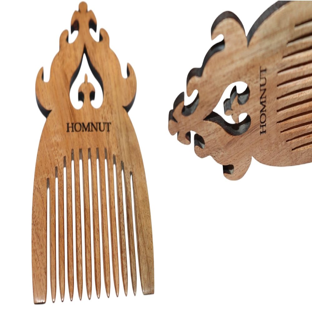 HOMNUT Unisex Sandalwood Hair Comb | 5 x 3 Inch Wooden Comb for Hair, Beard & Moustache | Portable, Pocket-Sized Grooming Accessory