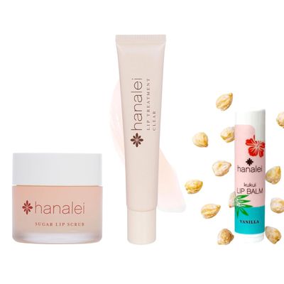 Hanalei Ultimate Lip Care Products Set  Sugar Lip Scrub, Kukui Oil Lip Treatment & Vanilla Lip Balm  Exfoliate, Hydrate & Heal Cracks  Moisturizing, Nourishing Rescue Kit  Skincare Gift