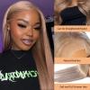 OiMiGO 20Inch Straight Wigs Human Hair Ash Brown Pre Plucked 13x6 HD Lace Front Wigs Human Hair Wig For Women, Brazilian Virgin Glueless Wig With Baby Hair,10A Champagne Blonde Wig(20Inch) view 4