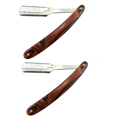 Ipetboom 2pcs Vintage Manual Razor for Men Barbers Steel Shaving Razor Holder Easy to Open Guard Safe for Beard Sideburns