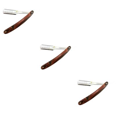Ipetboom 3pcs Barber Steel Razor Men's Manual Shaving Tool Vintage Metal Razor Ideal for Beard Sideburns Short Hair