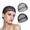 2 Pcs Soft Rayon Crocheted Sleep Caps Hair Net for Sleep Mesh Crocheted Hairnet Sleep Cap Crochet Hair Net Wrap Cap for Women Black Hair Long Short Curls Head Cover Accessory for Sew in Weave view 1