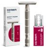 CAVEEM Double-Edge Safety Razor, Single-Blade Razors with 5 Stainless Steel Safety Razor Blades for Men and Women, Reusable Metal Razor  Silver Matt view 1