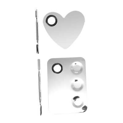 Ipetboom 2sets Stainless Steel Nail Makeup Palette Set Mixing Spatula Cosmetic Nail Art Tools