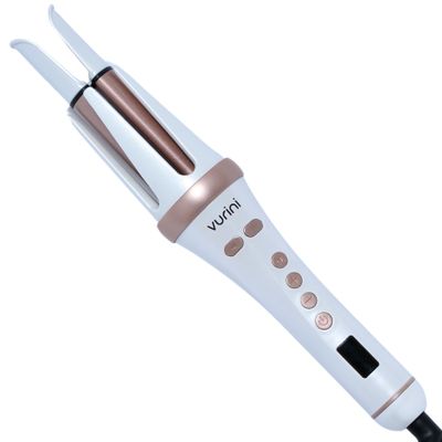 VURINI Automatic Curling Iron - 1.25" Rotating Curling Wand with 7 Temp. & 5 Timers Setting for Different Hair Types, Safe Auto Shut-Off, Easy to Use Hair Curler for Long Lasting Waves (White)