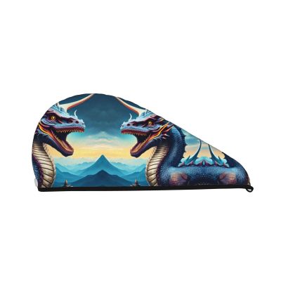 ChenGua Roaring Dragon Coral Velvet Dry Hair Cap - Super Absorbent Hair Towel Wrap Microfiber Hair Turban for Women Men