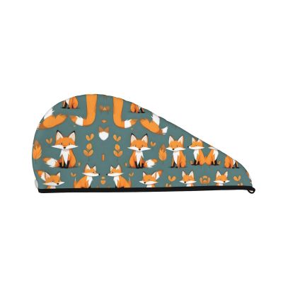 ChenGua Yellow Fox Coral Velvet Dry Hair Cap - Super Absorbent Hair Towel Wrap Microfiber Hair Turban for Women Men