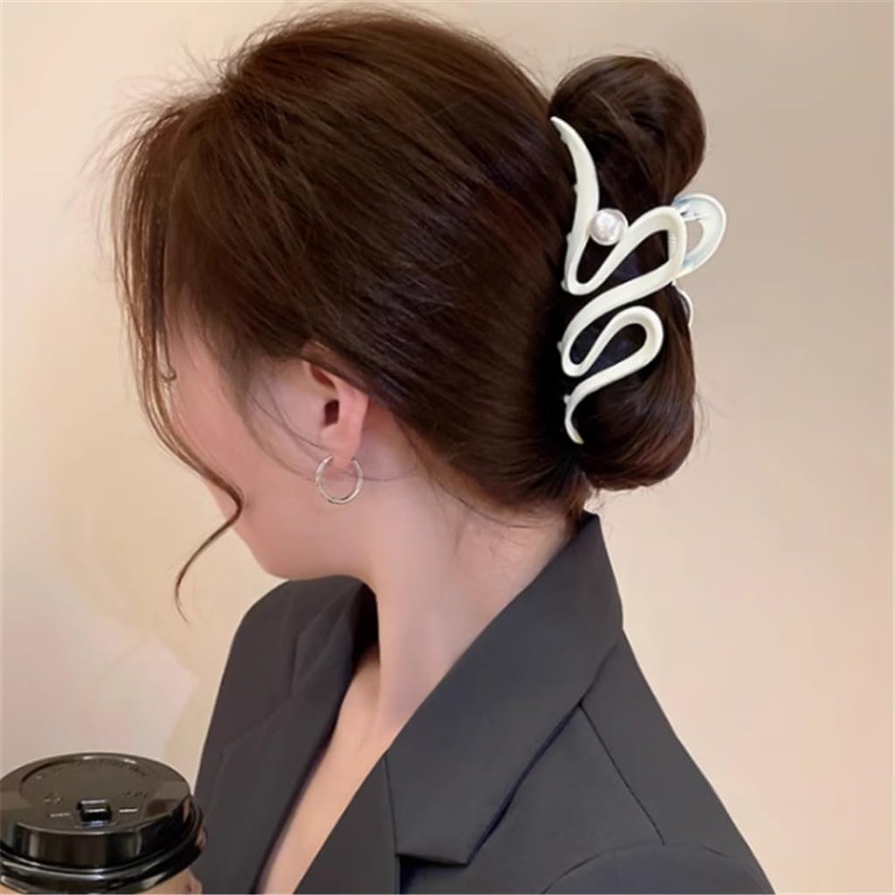 FMURY Tassel plush hair clips female back of the plate hair grab clip a word clip duckbill shark clip headdresses(D)