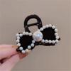 FMURY Pearl Velvet Grab Clip Women French Vintage Hair Clips Medium Plate Hair Shark Clip view 2