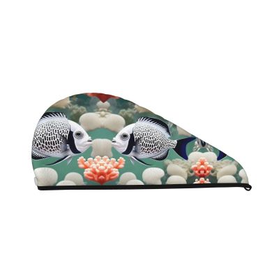 ChenGua White Tropical Fish Coral Velvet Dry Hair Cap - Super Absorbent Hair Towel Wrap Microfiber Hair Turban for Women Men
