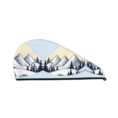 ChenGua White Snowy Mountains Coral Velvet Dry Hair Cap - Super Absorbent Hair Towel Wrap Microfiber Hair Turban for Women Men