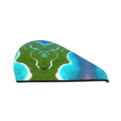 an Island in The Ocean Coral Velvet Dry Hair Cap - Super Absorbent Hair Towel Wrap Microfiber Hair Turban for Women Men