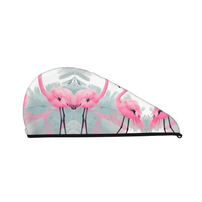 ChenGua Pink Flamingo Coral Velvet Dry Hair Cap - Super Absorbent Hair Towel Wrap Microfiber Hair Turban for Women Men
