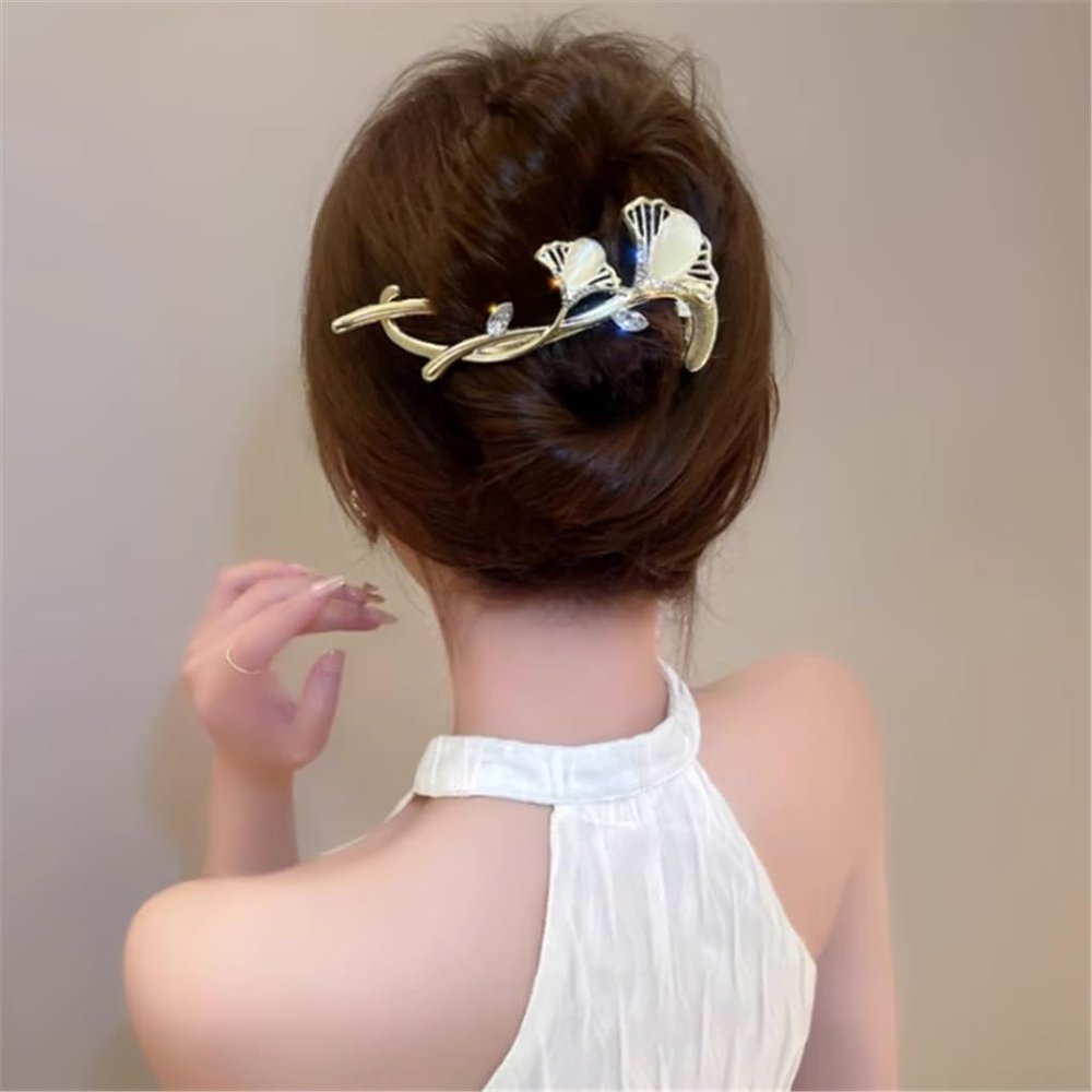 FMURY Ginkgo biloba clip back of the clip headdress hairpin female buckle word clip hair card