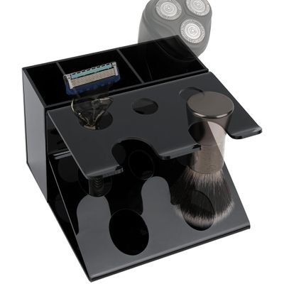 Linkidea Electric Shaver and Razor Stand, Bathroom Shaving Organizer Compatible with GilletteLabs Exfoliating Bar, Heated Razor Bugatti, ProGlide Shield Power (Black)