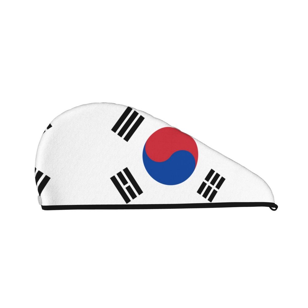 ChenGua Flag of Republic of Korea Coral Velvet Dry Hair Cap - Super Absorbent Hair Towel Wrap Microfiber Hair Turban for Women Men
